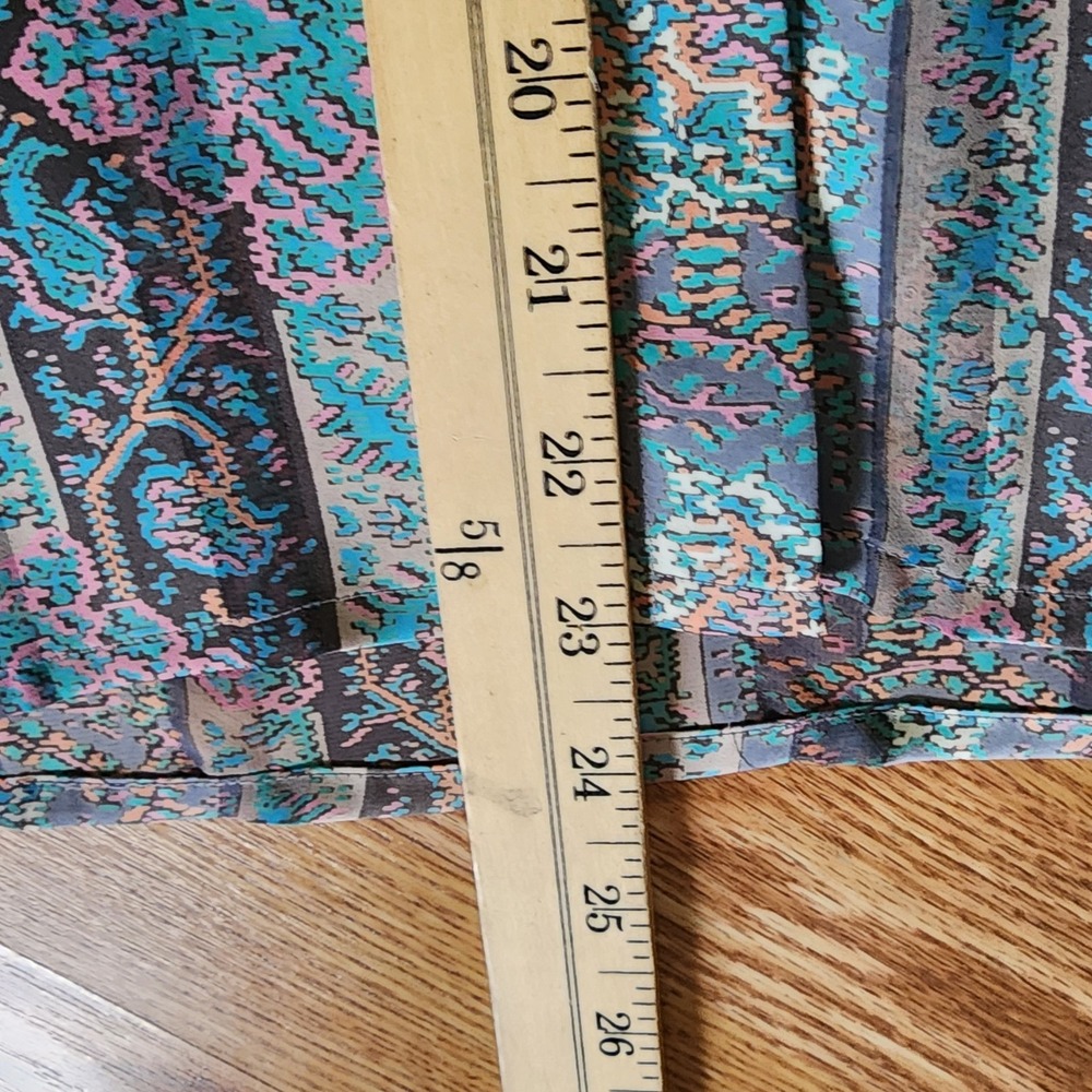 Vintage Sheer Blouse 8 Multi La Chine Classic Galinda Wang Scarf Sash Secretary - Picture 6 of 7